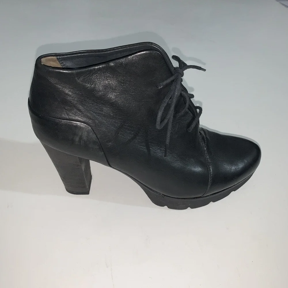 Paul Green Boots Womens UK 3.5 Black Leather Ankle Block Heel Booties US 6